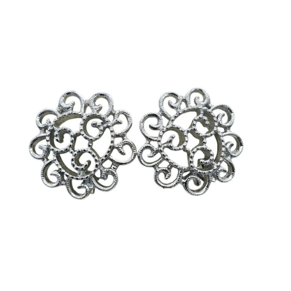 2 Pairs VTG Sarah Coventry Silver Toned Faux Pearl Clip On Earrings - Picture 6 of 16
